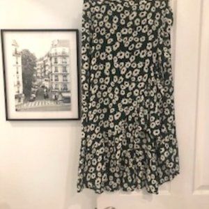 Rails Green wrap midi skirt with ruffle size small